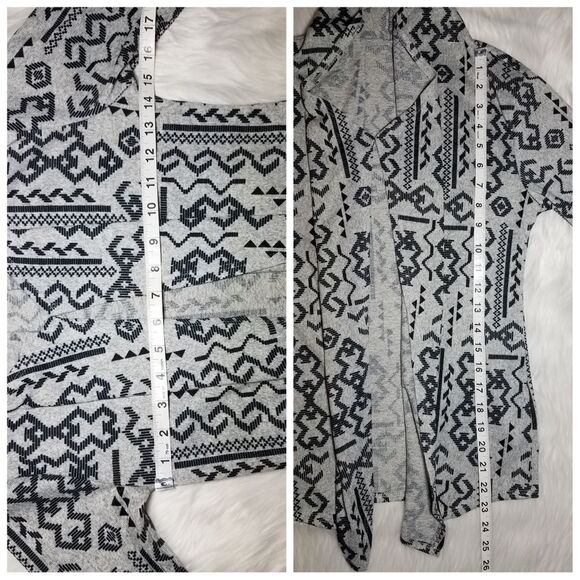 Grey Tribal Print Open-Front Cardigan - Picture 4 of 4